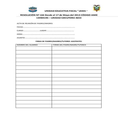 Acta de reunión de padres