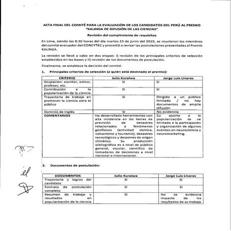 Nominado para premio "Kalinga de difusión de las ciencias"