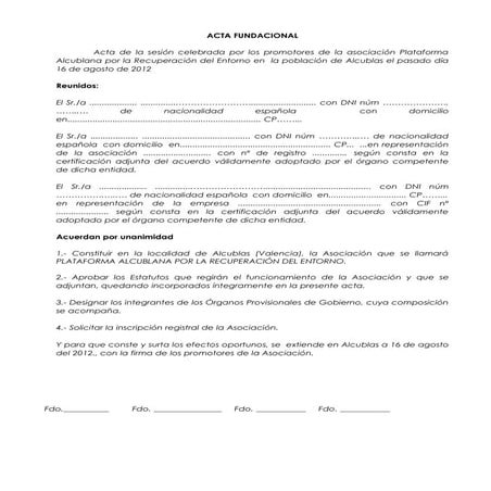 Acta fundacional plataforma alcublana