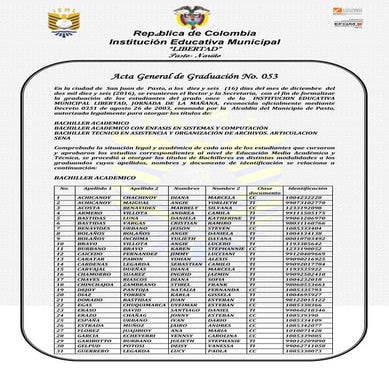 Acta general de graduacion no. 053 de 2016 j-m libro radicador-