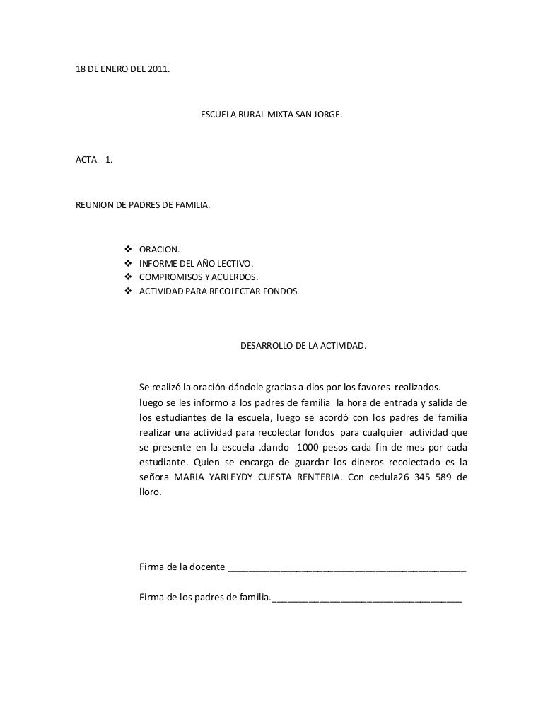 actas de la escuela