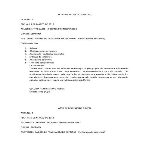 Actas de reunión de grupo