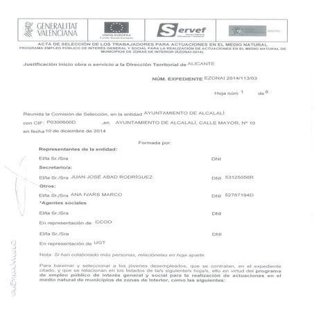 ACTA SELECCIÓN PARA ACTUACIONES EN EL MEDIO NATURAL