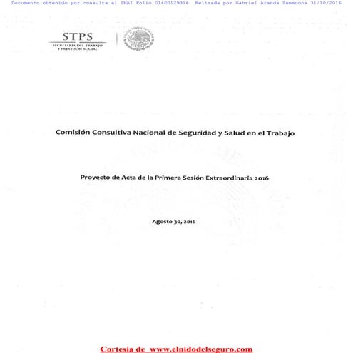 Acta sesión comisión consultiva seguridad y salud en el trabajo 