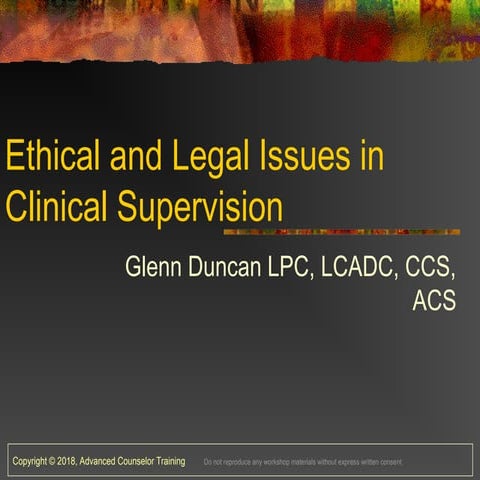 Georgia LPC Legal and Ethical Issues in Clinical Supervision