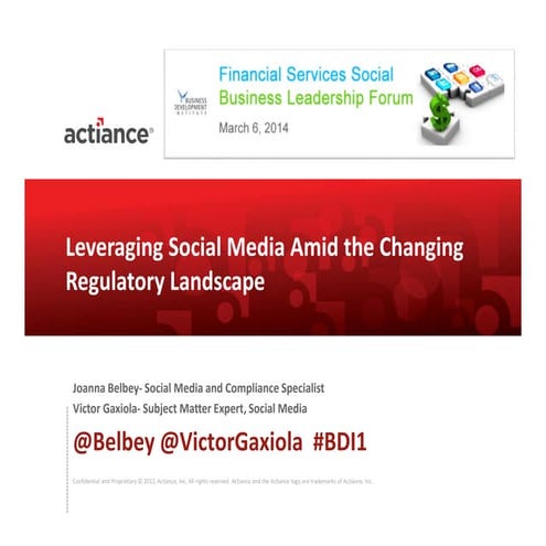 Leveraging Social Business Amid The Changing Regulatory Landscape - BDI 3/6 F...