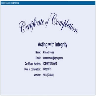 KPMG Acting with integrity