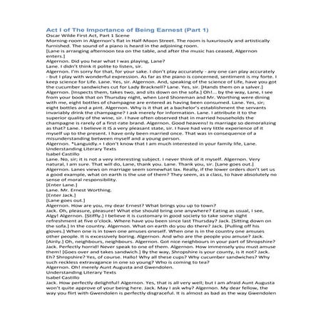 Act i of the importance of being earnest | DOCX