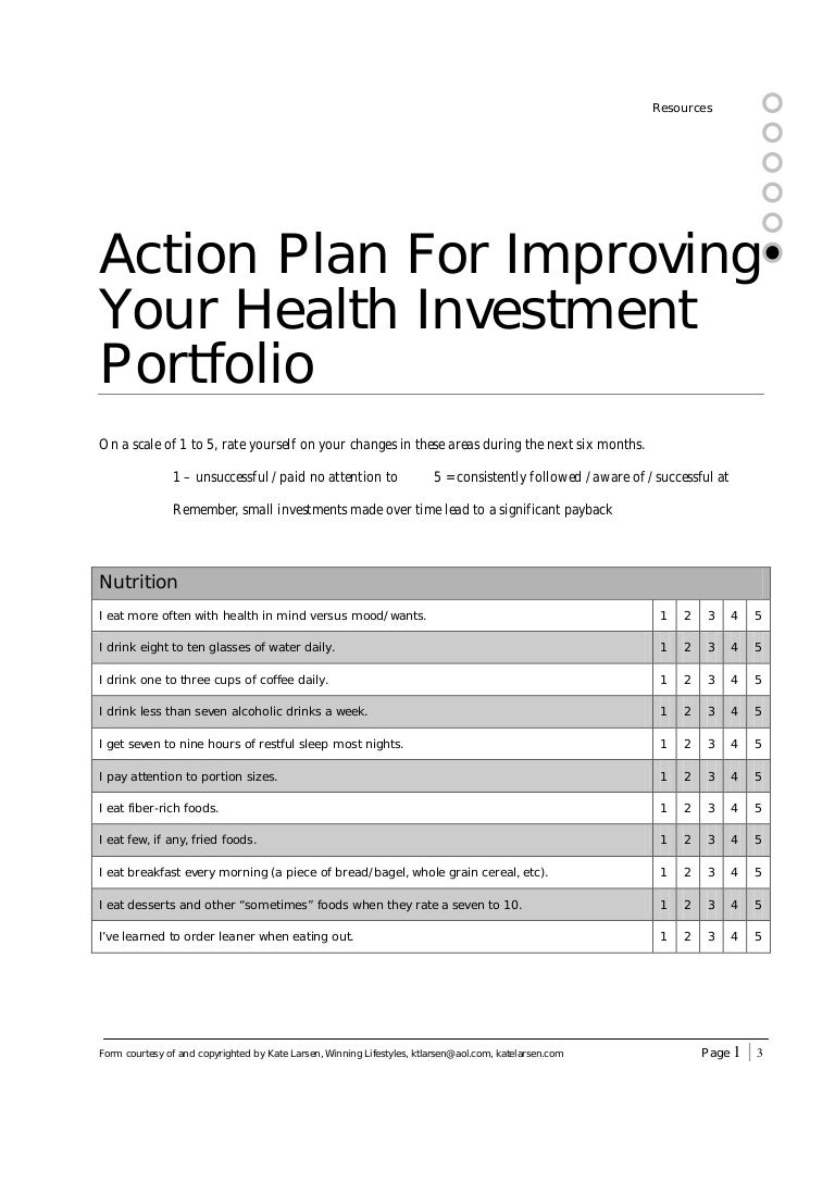Action Plan For Improving Health