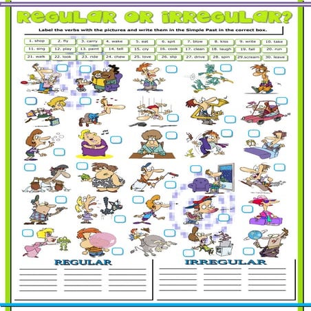 Action verbs[1] regular irregular simple past and present perfect