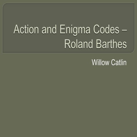 Action and Enigma codes – Roland Barthes