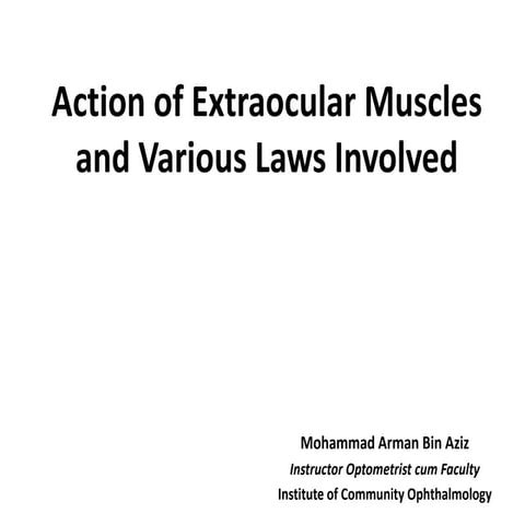 Action of extraocular muscles and various laws involved