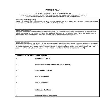 Lesson feedback form 1 and 2 | DOCX