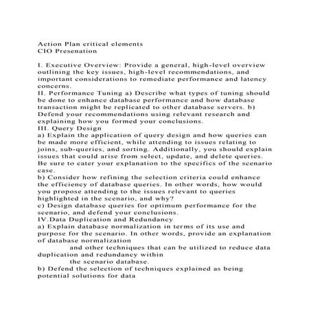 Action Plan critical elementsCIO PresenationI. Executive Ove.docx