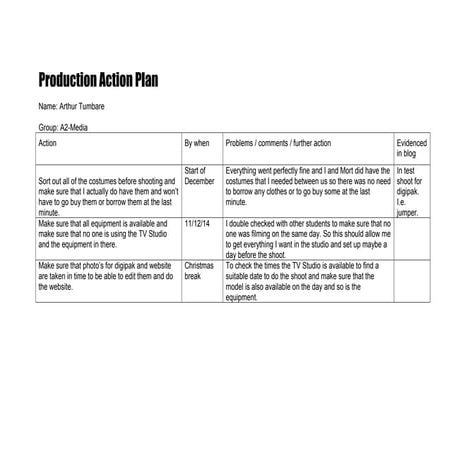 Action plan document