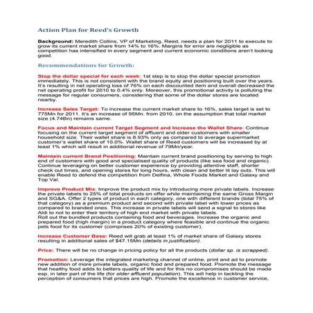 Action plan for reed