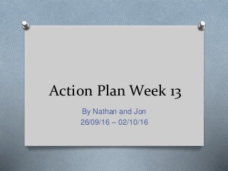 Action plan week 13