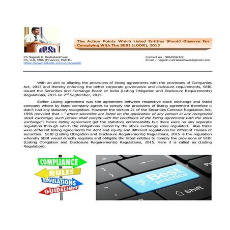 Action points which listed entities should observe for complying with the seb...