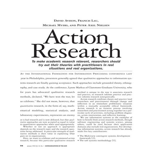 Action Research  - David Avison