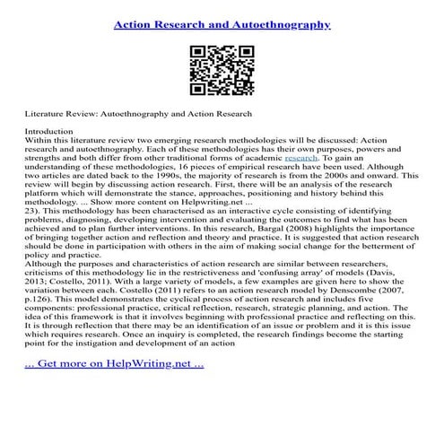 Action Research And Autoethnography
