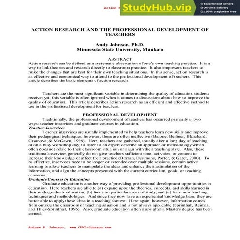 ACTION RESEARCH AND THE PROFESSIONAL DEVELOPMENT OF TEACHERS | PDF ...