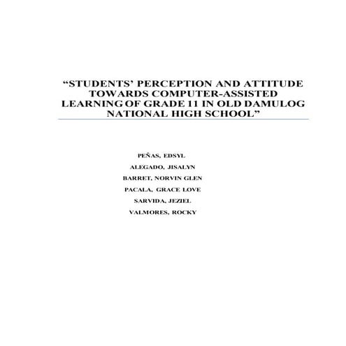 Action Research on Students Perception and Attitude Towards Computer Assisted...