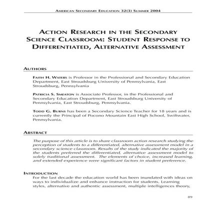 Action Research in science classroom
