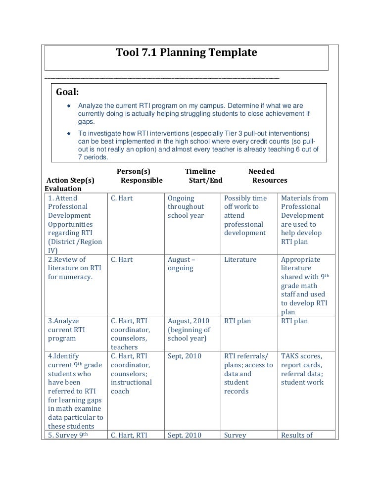 action plan as research coordinator