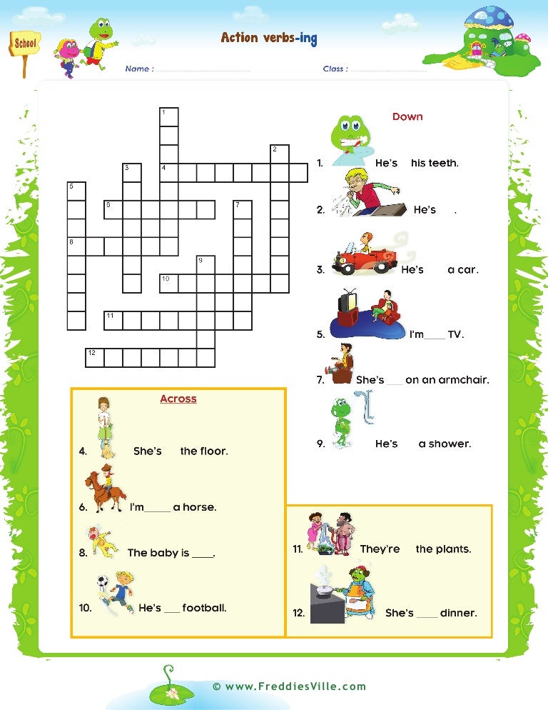 Actions crossword present continous