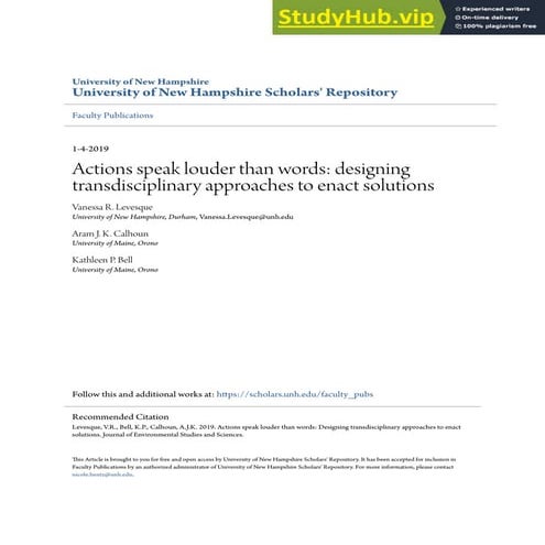 Transdisciplinary Research: A short introduction | PDF