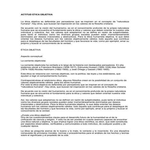 Actitud etica objetiva