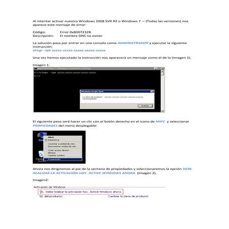 Activación Windows 2008 Svr R2 Y Windows 7 | PDF
