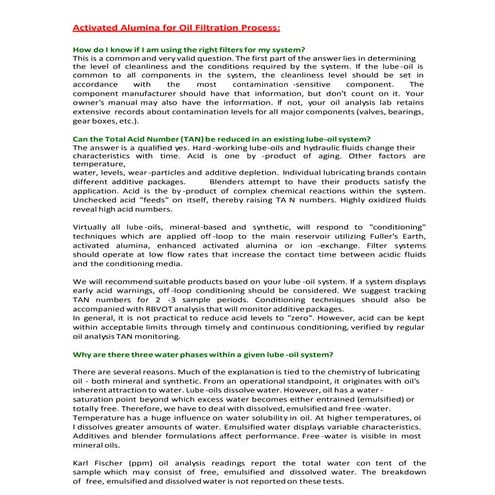 Activated Alumina For Oil Filteration