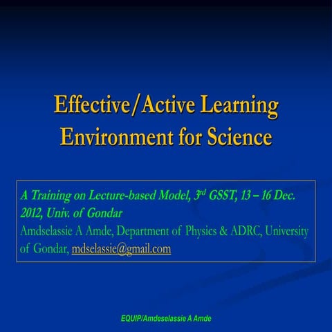 Effective or Active Learning Environment for Science | PPT