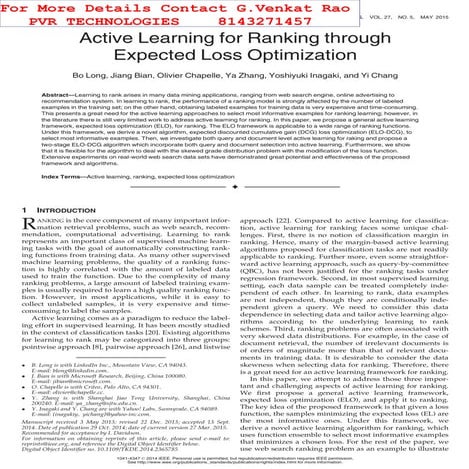 Active learning for ranking through expected loss optimization