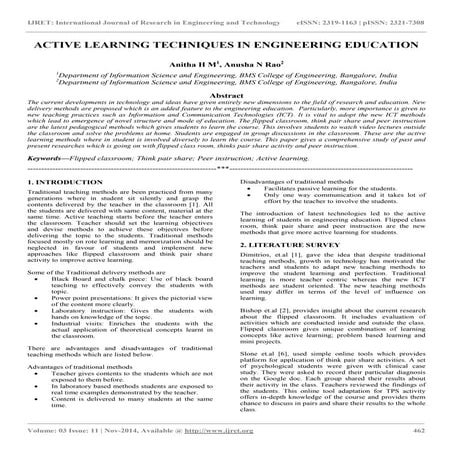 Active learning techniques in engineering education
