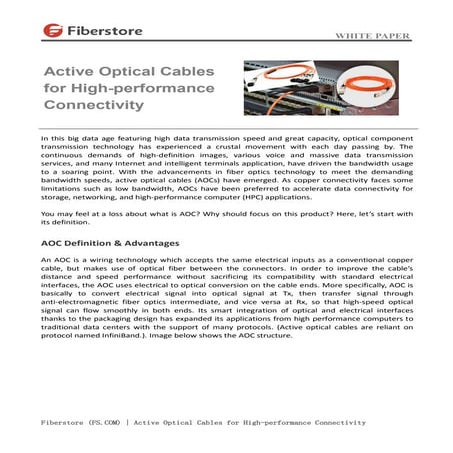 Active optical cables for high performance connectivity
