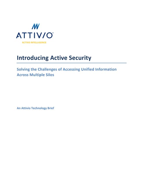 Attivio Active Security Technical Brief