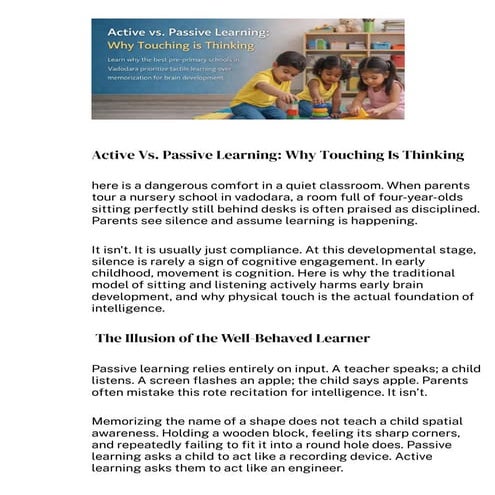 Active vs. Passive Learning in Early Education | PDF