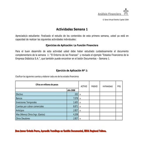 Taller 1 de analisis financiero | DOCX