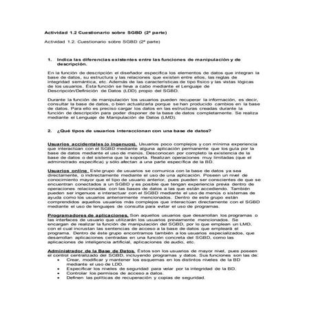 Actividad 1.2 cuestionario sobre SGBD