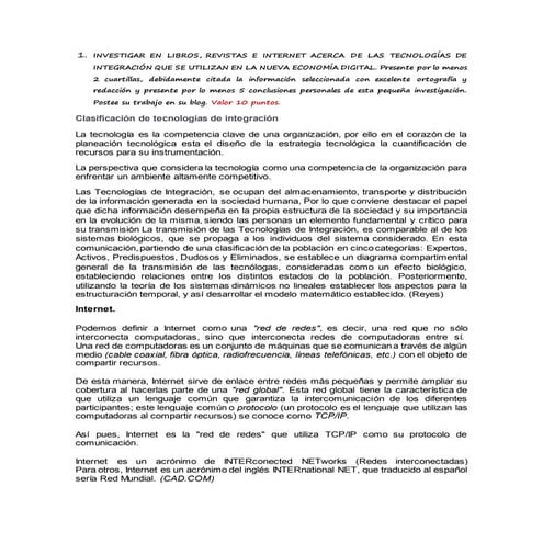 Actividad 1 TECNOLOGÍAS DE INTEGRACIÓN QUE SE UTILIZAN EN LA NUEVA ECONOMÍA D...
