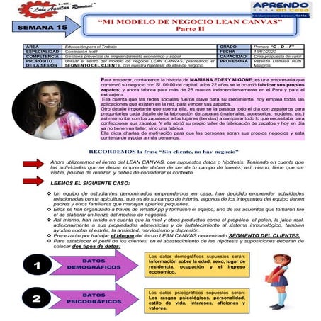 APRENDO EN CASA: MI MODELO DE NEGOCIO LEAN CANVAS | PDF