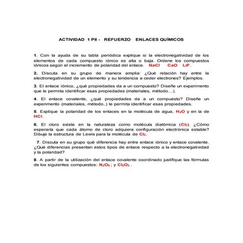Actividad  1 pii   refuerzo enlaces químicos