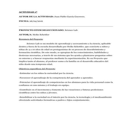 Actividad 1 proyecto_ stem_science_lab | PDF
