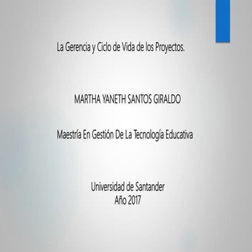 La Gerencia y Ciclo de Vida de los Proyectos.