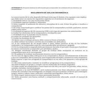 Actividad #3. Reglamento