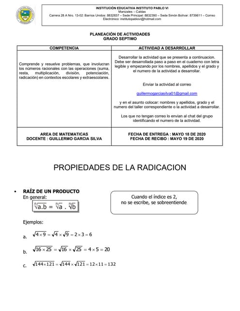 Actividad 11 matematicas - periodo 2 - grado 7 | PDF