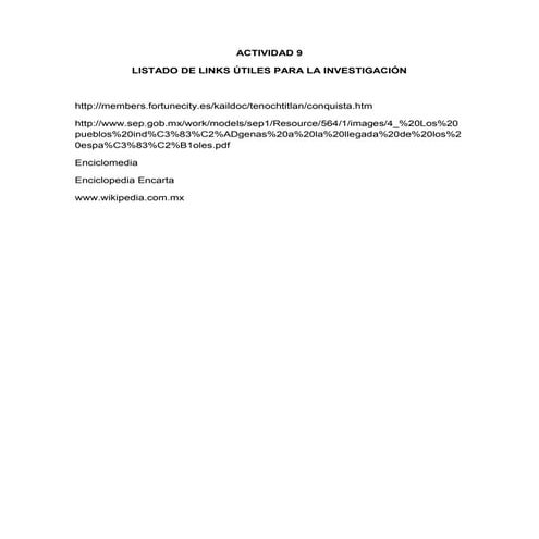 Actividad 9 listado de links