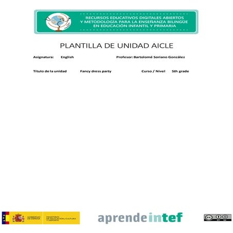  My didactic Unit . Curso Aicle